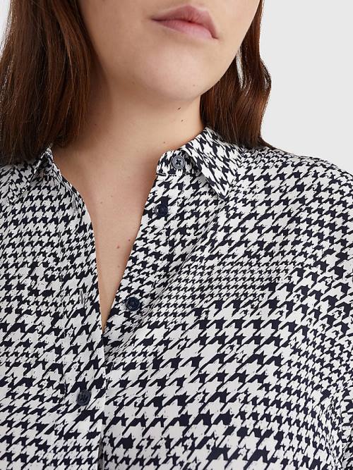 Blue Tommy Hilfiger Curve Stripe Regular Fit Viscose Women's Blouse | TH478XQA