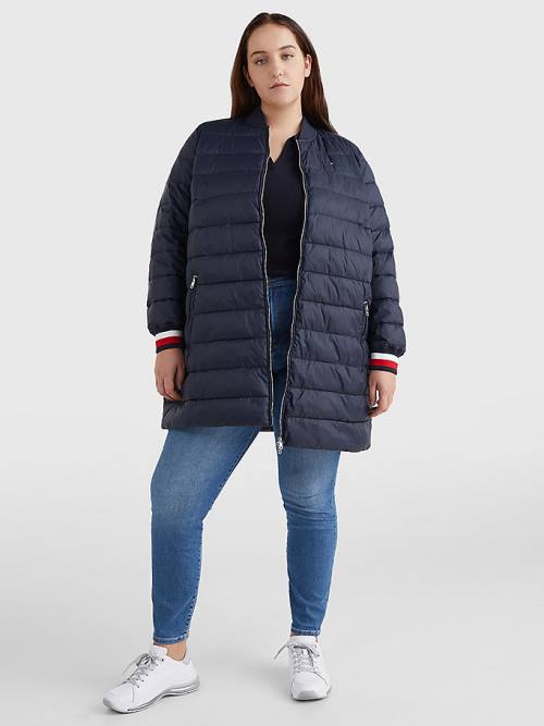 Blue Tommy Hilfiger Curve TH Protect Filled Long Bomber Coat Women's Jackets | TH746FCV