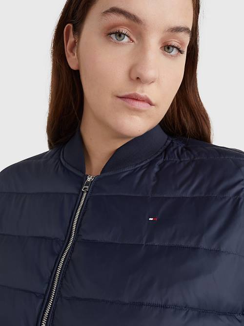 Blue Tommy Hilfiger Curve TH Protect Filled Long Bomber Coat Women's Jackets | TH746FCV