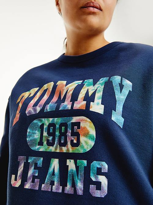 Blue Tommy Hilfiger Curve Tie-Dye Women's Sweatshirts | TH064ZWV