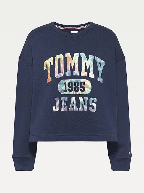 Blue Tommy Hilfiger Curve Tie-Dye Women's Sweatshirts | TH064ZWV