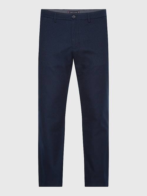 Blue Tommy Hilfiger Denton Basket Weave Straight Fit Chinos Men's Pants | TH109VDE