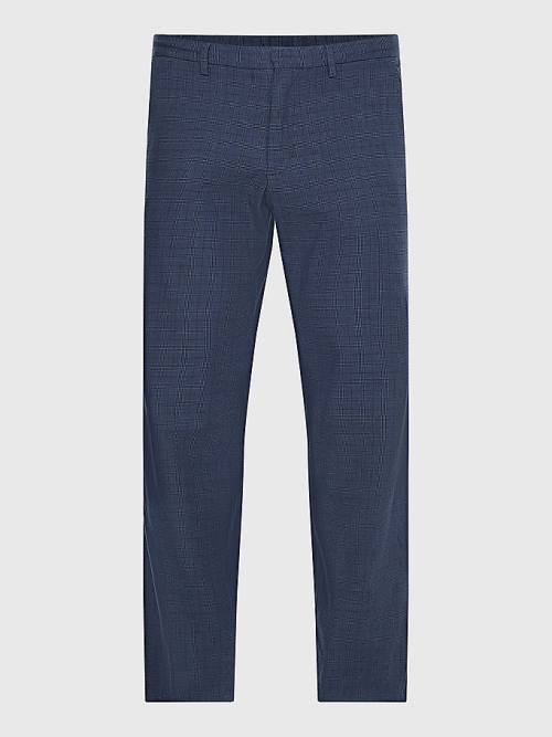 Blue Tommy Hilfiger Denton Straight Check Men's Pants | TH098UVL