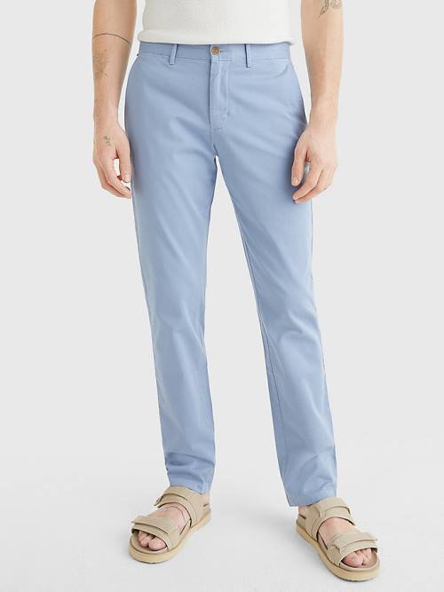 Blue Tommy Hilfiger Denton Straight Fit Satin Chinos Men\'s Pants | TH173MBI