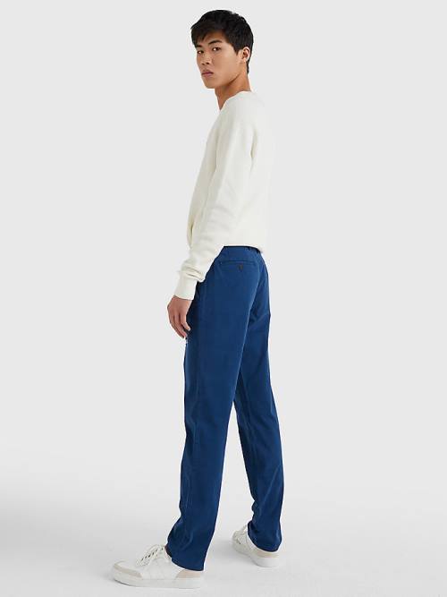 Blue Tommy Hilfiger Denton Straight Fit Satin Chinos Men's Pants | TH749SWI