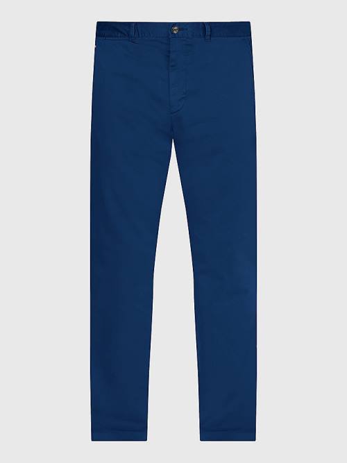 Blue Tommy Hilfiger Denton Straight Fit Satin Chinos Men's Pants | TH749SWI