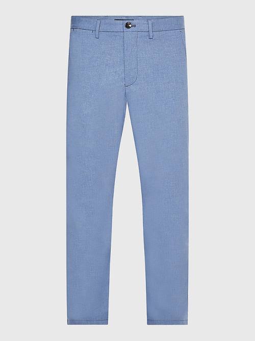 Blue Tommy Hilfiger Denton Wool Look Straight Fit Men's Pants | TH385YIO