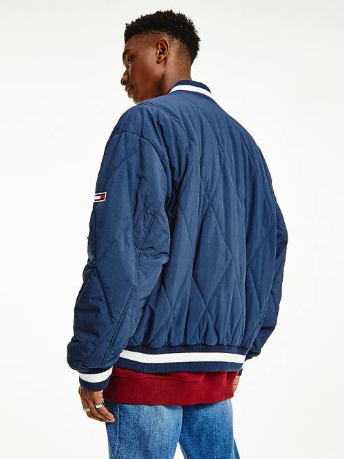 Blue Tommy Hilfiger Diamond Quilted Bomber Men's Jackets | TH948UHX