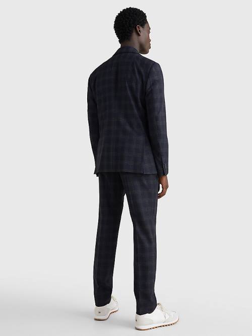 Blue Tommy Hilfiger Dotted Check Slim Fit Men's Blazers | TH287XYA