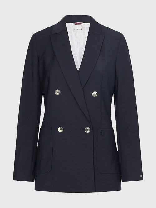 Blue Tommy Hilfiger Double Breasted Women's Blazers | TH419JQW