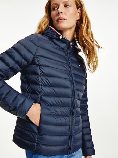 Blue Tommy Hilfiger Down-Filled Hooded Zip-Thru Women's Jackets | TH617BPR