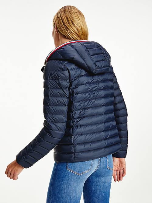 Blue Tommy Hilfiger Down-Filled Hooded Zip-Thru Women's Jackets | TH617BPR