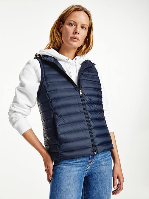 Blue Tommy Hilfiger Down-Filled Quilted Vest Women's Coats | TH528GZA