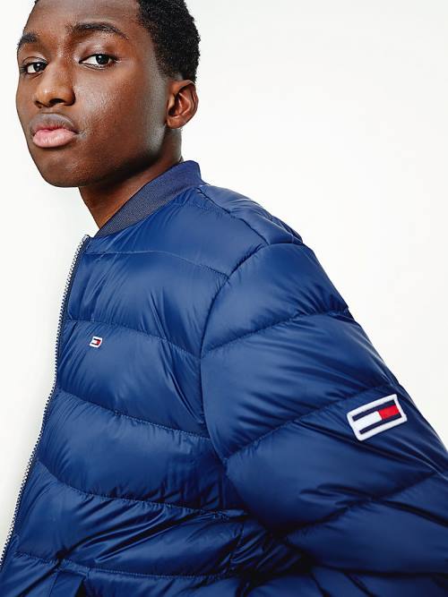 Blue Tommy Hilfiger Down Recycled Quilted Bomber Men's Jackets | TH527UZM