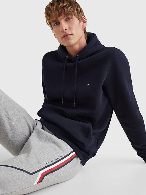 Blue Tommy Hilfiger Drawstring Flag Embroidery Men's Hoodie | TH092CVS