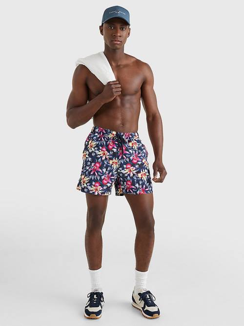 Blue Tommy Hilfiger Drawstring Mid Length Shorts Men's Swimwear | TH256TAO