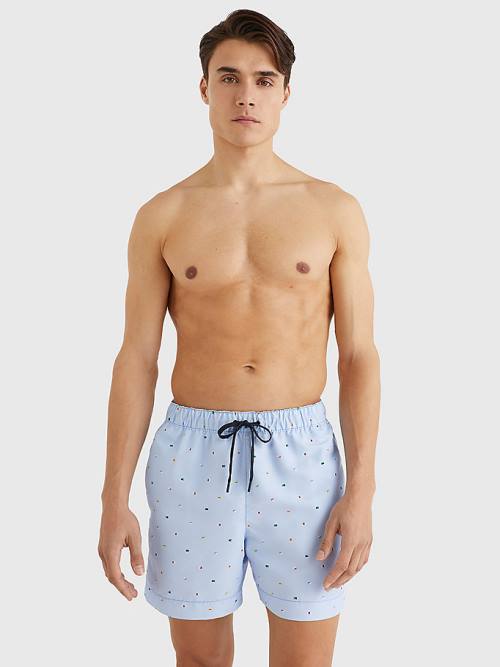 Blue Tommy Hilfiger Drawstring Mid Length Shorts Men's Swimwear | TH345MYO