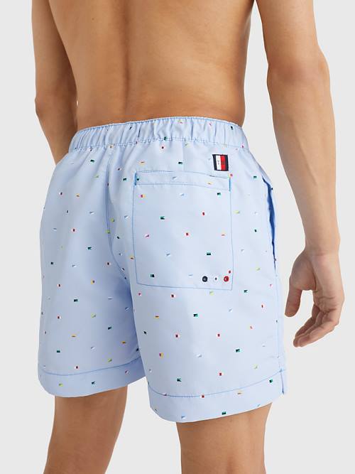 Blue Tommy Hilfiger Drawstring Mid Length Shorts Men's Swimwear | TH345MYO