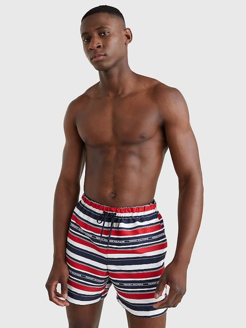 Blue Tommy Hilfiger Drawstring Mid Length Shorts Men's Swimwear | TH634XQP