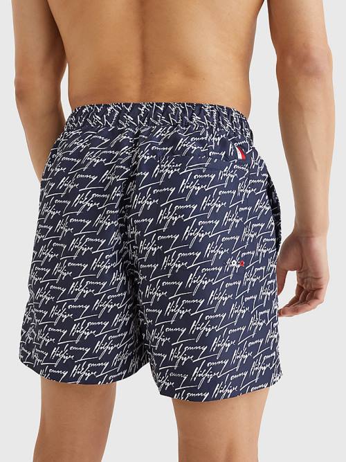 Blue Tommy Hilfiger Drawstring Mid Length Shorts Men's Swimwear | TH930VJN