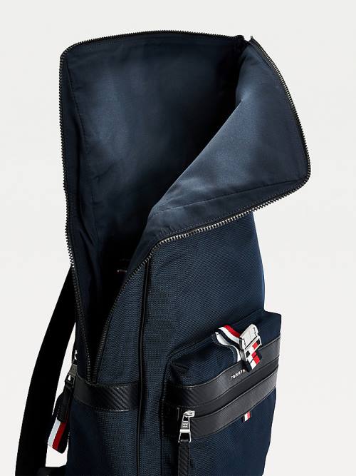 Blue Tommy Hilfiger Elevated Fold-Over Backpack Men's Bags | TH216IXJ