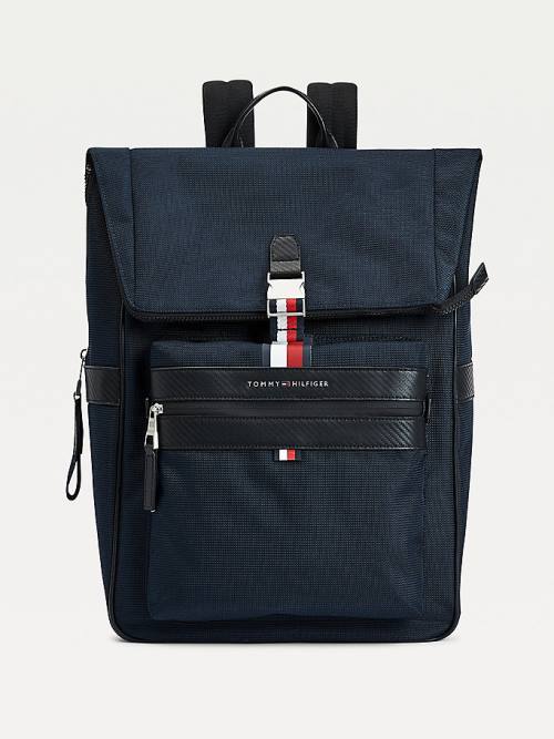 Blue Tommy Hilfiger Elevated Fold-Over Backpack Men\'s Bags | TH216IXJ