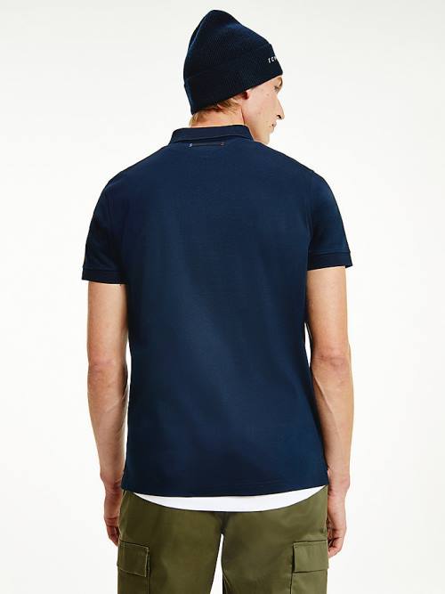 Blue Tommy Hilfiger Elevated Interlock Slim Fit Men's Polo Shirts | TH291AOY