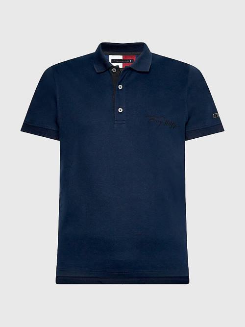 Blue Tommy Hilfiger Elevated Interlock Slim Fit Men's Polo Shirts | TH291AOY