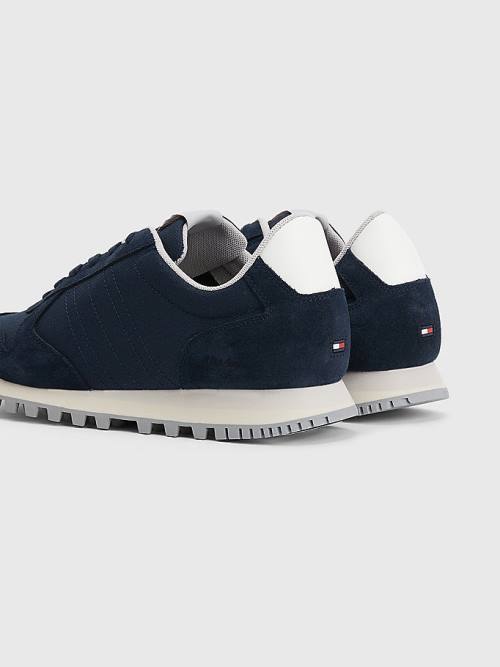 Blue Tommy Hilfiger Elevated Mixed Texture Runner Men's Sneakers | TH054DUA