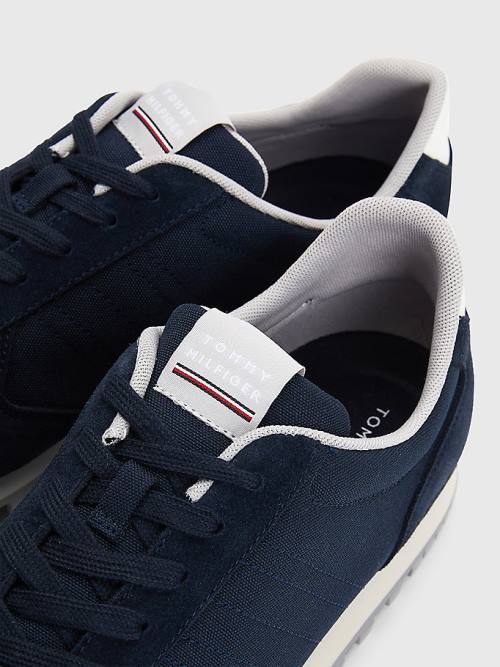 Blue Tommy Hilfiger Elevated Mixed Texture Runner Men's Sneakers | TH054DUA