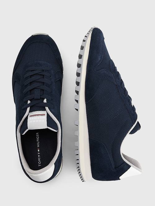 Blue Tommy Hilfiger Elevated Mixed Texture Runner Men's Sneakers | TH054DUA