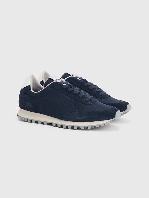 Blue Tommy Hilfiger Elevated Mixed Texture Runner Men\'s Sneakers | TH054DUA