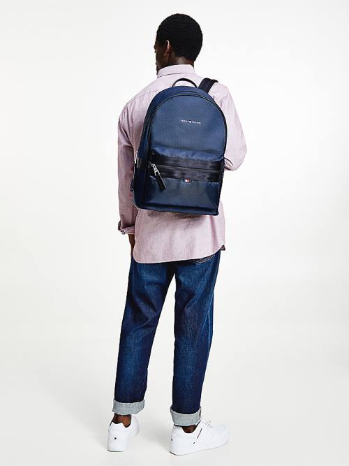 Blue Tommy Hilfiger Elevated Modern Woven Backpack Men's Bags | TH391ZEN