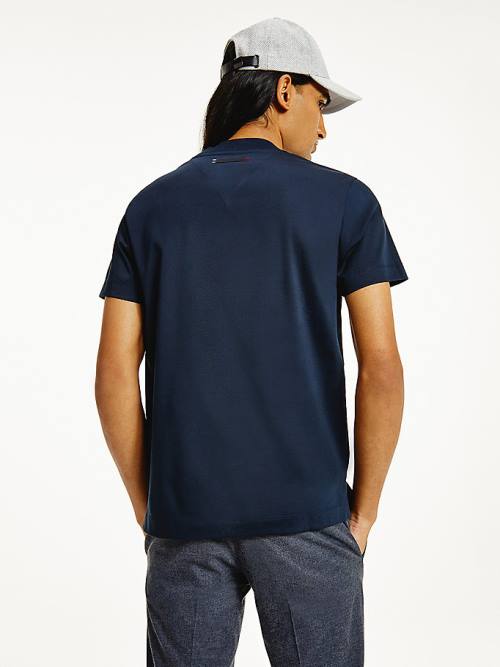 Blue Tommy Hilfiger Elevated Signature Organic Cotton Men's T Shirts | TH213QXP