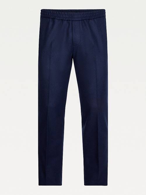 Blue Tommy Hilfiger Elevated Wool Cashmere Pull-On Men's Pants | TH842AWH