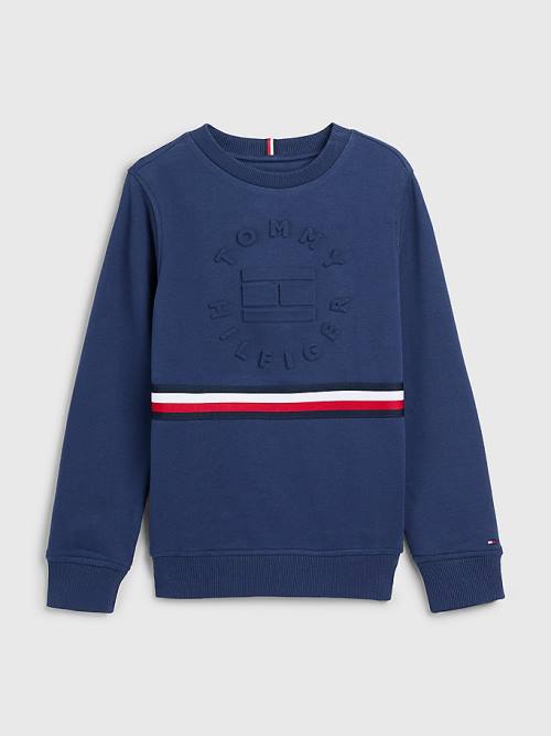 Blue Tommy Hilfiger Embossed Banded Boys' Sweatshirts | TH264WQD