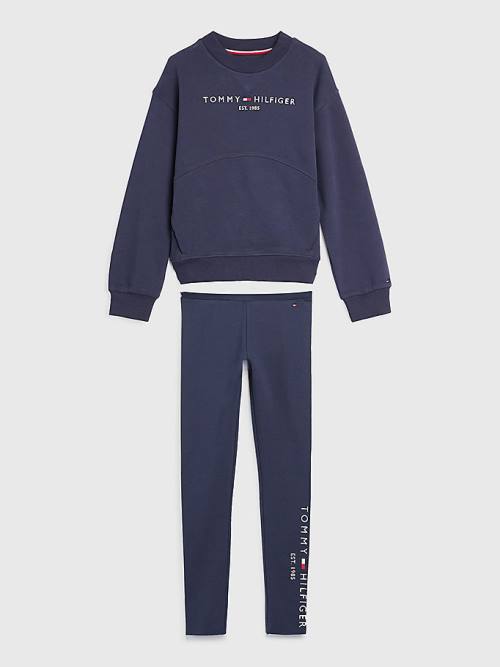 Blue Tommy Hilfiger Essential And Leggings Set Girls\' Sweatshirts | TH680MGX