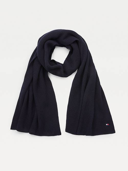 Blue Tommy Hilfiger Essential Cashmere Blend Knit Women's Scarves | TH925VYU