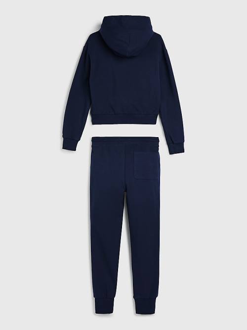 Blue Tommy Hilfiger Essential Colour-Blocked And Joggers Set Girls' Hoodie | TH261TPD