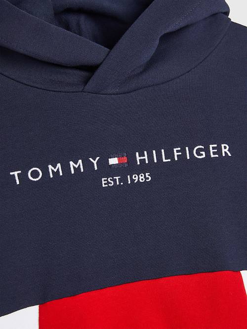 Blue Tommy Hilfiger Essential Colour-Blocked And Joggers Set Girls' Hoodie | TH261TPD