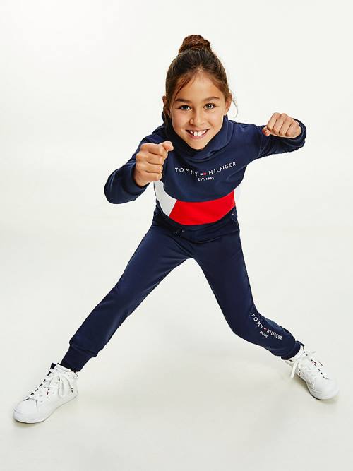 Blue Tommy Hilfiger Essential Colour-Blocked And Joggers Set Girls\' Hoodie | TH261TPD