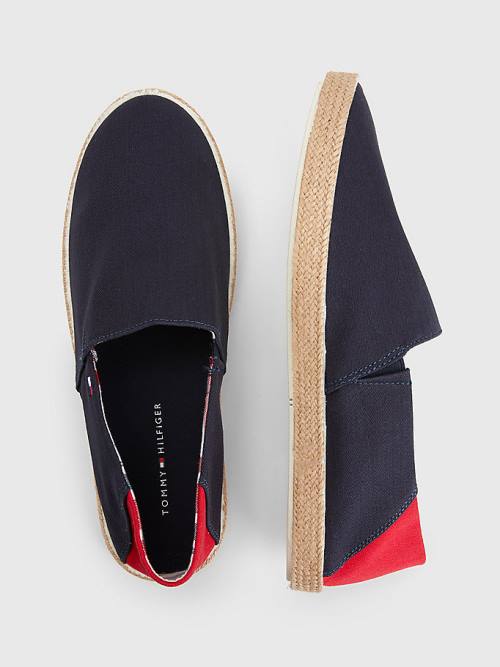 Blue Tommy Hilfiger Essential Contrast Panel Espadrilles Men's Casual Shoes | TH539RNK