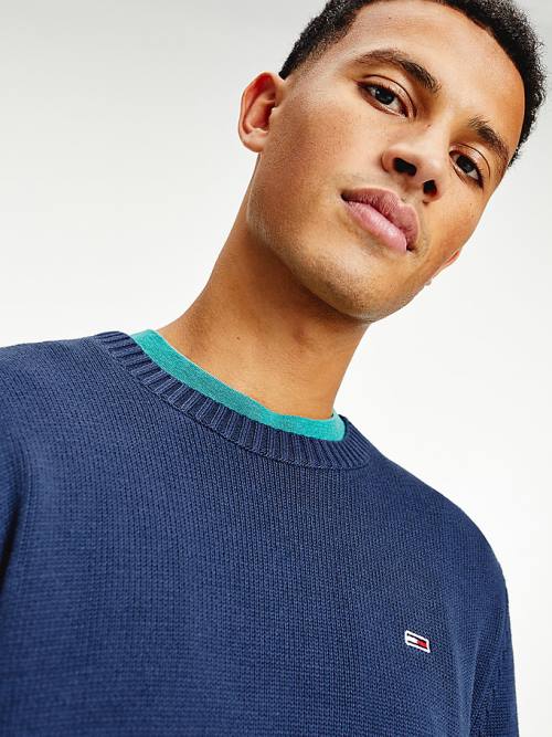 Blue Tommy Hilfiger Essential Crew Neck Jumper Men's Sweaters | TH753OJQ