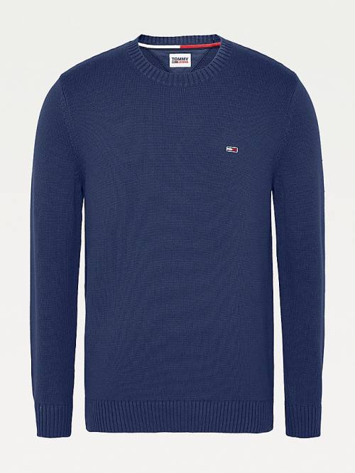 Blue Tommy Hilfiger Essential Crew Neck Jumper Men's Sweaters | TH753OJQ