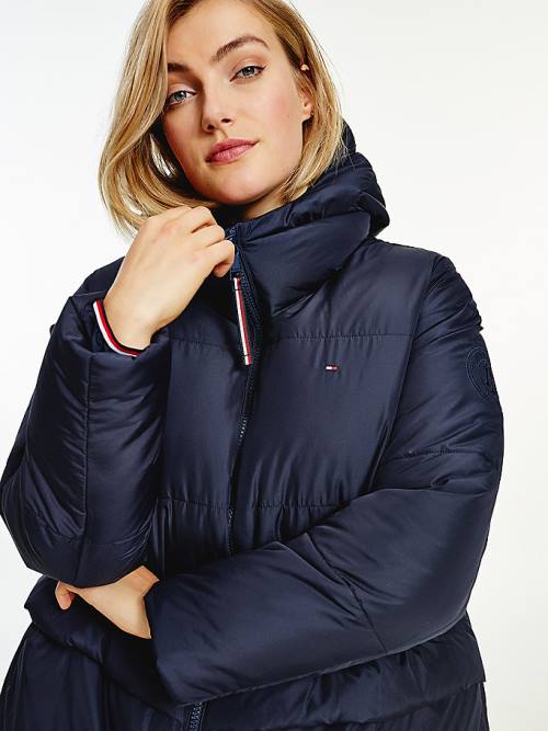 Blue Tommy Hilfiger Essential Curve TH Protect Padded Logo Coat Women's Jackets | TH586QIE