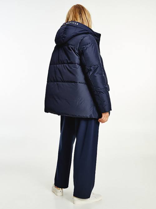 Blue Tommy Hilfiger Essential Curve TH Protect Padded Logo Coat Women's Jackets | TH586QIE