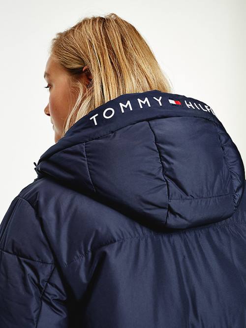 Blue Tommy Hilfiger Essential Curve TH Protect Padded Logo Coat Women's Jackets | TH586QIE