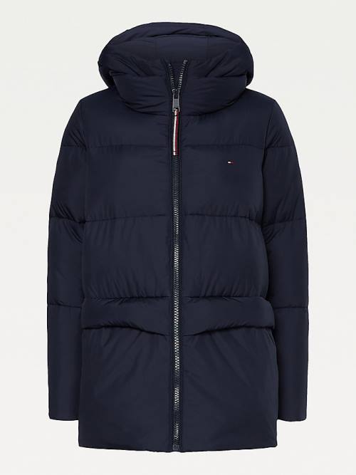 Blue Tommy Hilfiger Essential Curve TH Protect Padded Logo Coat Women's Jackets | TH586QIE