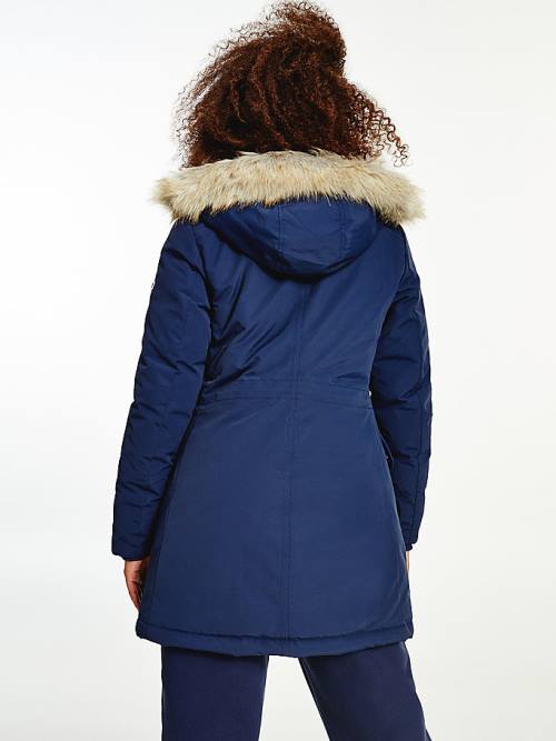 Blue Tommy Hilfiger Essential Faux Fur Trim Down Parka Women's Coats | TH361FSQ