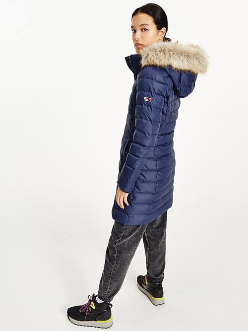 Blue Tommy Hilfiger Essential Hooded Down Coat Women's Jackets | TH429IHB